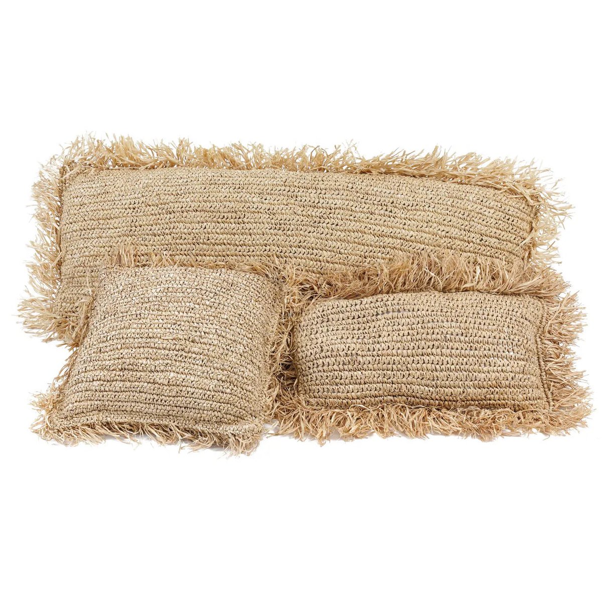 De Raffia Kussenhoes Rechthoekig - Naturel - 35x100